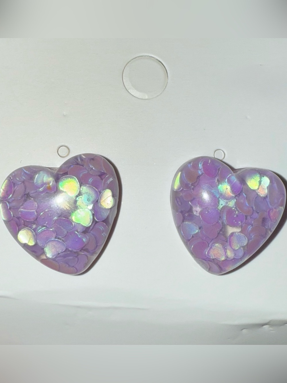 NEW Lavender Sequin Heart Stud Earrings